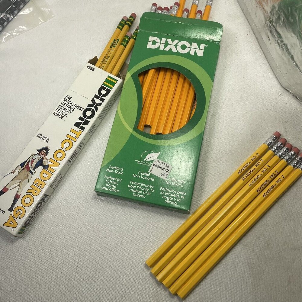 Vintage Wood Pencil No. 2 Lot Unsharpened Academic Dixon HB And Ticonderoga Soft